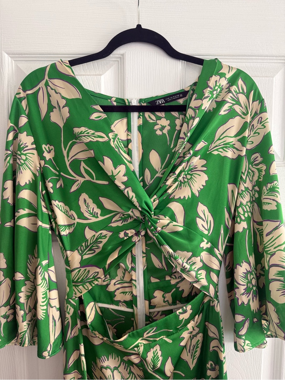 Zara Green Floral Cutout Wide Leg Romper Jumpsuit M - Picture 3 of 5